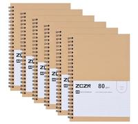 ZCZN Cuaderno a5 Punteado, Pack de 6 Libreta a5, Cuaderno de Notas Cubierta de Kraft, Bloc de Notas a5 Espiral 60 Hojas/120 Páginas Diario de Viaje para Viajar Dibujo Diario Escribir Listas de Tareas