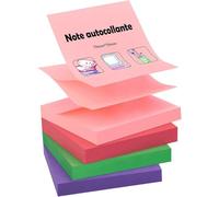 ZCZN Z-Notas Adhesivas 76 x 76 mm, Paquete de 4 Blocs de Notas, 100 Hojas por Bloque, Colores Rojo, Verde, Rosa y Morado