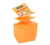 ZCZN Z-Notes, 6 bloques de notas adhesivas, notas adhesivas de 76 x 76 mm, 80 hojas por bloque, notas autoadhesivas de 480 hojas, naranja neón