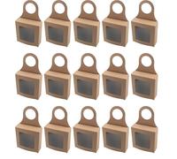 ZCZQC 15 cajas de vino de papel kraft para colgar en la oreja, caja de regalo plegable de 3.5 x 3.5 x 1.2 pulgadas, botellas de vino vacías para decoración de botellas de vino, estantes de ropa,