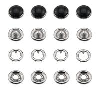 ZCZQC de 30 botones a presión de perlas negras de 10 mm, juego de broches de presión de anillo de metal, kit de cierres de presión de perlas