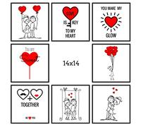 ZD ZONADECO Pack de 8 láminas MUCH LOVE| Láminas para enmarcar | Marco no incluido | Impresión OFFSET | Papel 200 gramos | Tamaño 14x14 cm | Fabricado en España | Serie limitada