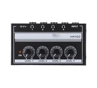 ZDAGELD Amplificador de Auriculares de 4 Canales con Entrada y Salida de 1/4 de Pulgada, Adaptador de 12 V CC para PC, Guitarra, Estudio de Grabación y Escenario (Enchufe Europeo)