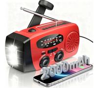 ZDAGELD Radio de Emergencia Portátil de 2000 MAh, Radio Meteorológica NOAA con Manivela, Energía Solar, Linterna LED para Exteriores, Camping y Cortes de Energía