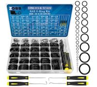 ZDBB 1086 Piezas SAE Standard O Ring Kit Surtido de juntas tóricas de caucho de nitrilo con O'ring Pick para hidráulica automotriz fontanería grifo sello reparación 32 Tamaño pulgadas ID:1/8"-2''