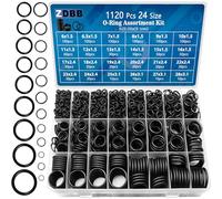 ZDBB 24 Size Rubber O Ring Set,1120 Pcs Black Small O Rings Assortment Kits,Assorted Metric Sealing Washer for Auto Plumbing Faucet Water Air or Gas Repair