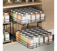 ZDDLOINP Especieros Con Cajón Deslizante, Especiero De 2 Niveles, Organizador Armario Cocina De Altura Ajustable, Estante Organizador Cocina 27.2 * 29.3 * 24CM