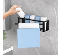 ZDDLOINP Toallero sin taladrar, toallero negro, toallero de baño, toallero de pared, toallero de invitados, toallero con 2 barras giratorias