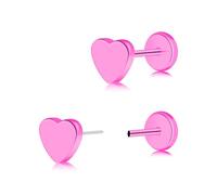 ZDE Pendientes para mujer, sin rosca, parte trasera plana, de titanio, hipoalergénicos, sin níquel, color rosa, para orejas sensibles, simples y clásicos, 5mm, Titanio, Sin piedra preciosa