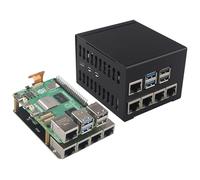 ZDE ZP597 PCIe to Quad 1G 1000M Ethernet Hat with Case for Raspberry Pi 5 | 4 Ports Gigabit 1GB 1GBE Ethernet Network HAT Adapter Expansion Board, ZC507 Metal Enclosure