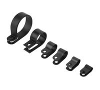 ZDETGU Abrazaderas de Sujetadores P de Plástico de Nailon, Caja Surtida para Kit de Conductos de Cables, Variedad de Tamaños y Colores, 200 Uds. (Black)