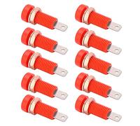 ZDETGU Adaptador de Poste de Unión para Montaje en Panel, Conector Tipo Banana de 4 Mm, 10 Piezas, Material de Latón y ABS de Alta Corriente para Instrumentos Electrónicos y Aislamiento (rojo)