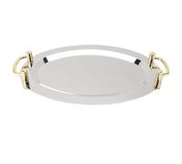 ZDETGU Bandeja para Servir de Acero Inoxidable con Asa, Plato de Espejo Rectangular Profesional para Servir Banquetes, Bandeja de Catering Portátil con Agarre Antideslizante, Plato Multiusos para (#4)