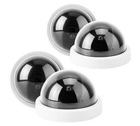 ZDETGU Cámara de Seguridad Falsa Simulada CCTV de Simulación de Domo de 4 Piezas con Disuasión de Luz LED Intermitente para Supermercados Oficinas Almacenes Negro Blanco Opcional (White)
