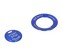 ZDETGU Cubierta Decorativa del Botón de Parada de Arranque del Motor, Protector de Estilo Decorativo de Aleación de Aluminio para Q50L QX60, Accesorios Interiores del Coche, 2 uds. (BLUE)