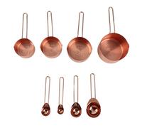 ZDETGU Juego de 8 Cucharas y Tazas Medidoras de Acero Inoxidable con Báscula para Hornear, Cocinar y Mezclar Ergonómico Desmontable, Medición Precisa para Uso Doméstico Comercial (Oro rosa)