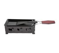 ZDETGU Mini Juego de Parrilla Raclette con Revestimiento Antiadherente Bandeja Portátil para Derretir Queso para Uso en Interiores y Exteriores Construcción de Acero Al Carbono y de Madera
