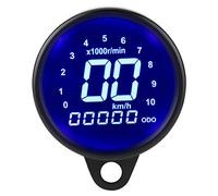 ZDETGU Pantalla LCD Universal para Motocicleta, Velocímetro, Cuentakilómetros, Tacómetro, Pantalla LCD Digital con Retroiluminación de 7 Colores, Carcasa de Aleación de Aluminio