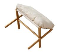 ZDETGU Taburete con Patas en X con Cojín, Reposapiés Moderno y Plegable para Oficina y Uso Doméstico, Taburete de Apoyo Suave para Sala de Estar o Dormitorio, Compacto con Diseño Minimalista (Beige)