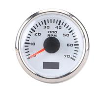 ZDETGU Tacómetro de 52 Mm con Horómetro 7000 RPM Retroiluminación de 7 Colores Relación de Velocidad Ajustable DC 9 32 V para Camión Tractor Coche RV Barco (Esfera blanca cubierta plateada CX6230)