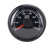 ZDETGU Tacómetro de 52 Mm con Horómetro 7000 RPM Retroiluminación de 7 Colores Relación de Velocidad Ajustable DC 9 32 V para Camión Tractor Coche RV Barco (Esfera negra Cubierta negra CX6229B)
