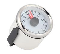 ZDETGU Universal 52 Mm 12 V 24 V Indicador de Reloj de Barco de Coche con Luz de Fondo Roja 0 12 Horas Tablero de Instrumentos (Cubierta plateada con esfera blanca.)