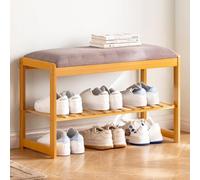 ZDFTGKM Banco de almacenamiento de zapatos de entrada, 50/70 cm, moderno estante de bambú con asiento acolchado para pasillo, baño, sala de estar