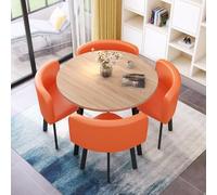 ZDFTGKM Cuatro sillas para recepción de oficina, combinación de mesa redonda y silla, muebles de cocina, comedor, con 1 4 sillas, ahorro de espacio, fácil de montar, para sala de estar.