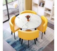 ZDFTGKM Cuatro sillas para recepción de oficina, combinación de mesa redonda y silla, muebles de cocina, comedor, con 1 4 sillas, ahorro de espacio, fácil de montar, para sala de estar.