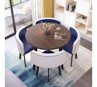 ZDFTGKM Cuatro sillas para recepción de oficina, combinación de mesa redonda y silla, muebles de cocina, comedor, con 1 4 sillas, ahorro de espacio, fácil de montar, para sala de estar.