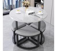ZDFTGKM Juego de mesa de centro para sala de recepción, mesa de comedor para 4 personas, mesa redonda simple para conferencias y sillas, barra de desayuno, ahorra espacio (gris claro)