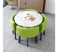 ZDFTGKM Juego de mesa de comedor pequeña con 4 sillas, redonda para sala de estar, cocina u oficina, combinación de muebles de balcón y hora de café