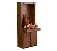 ZDFTGKM Mesa de altar personal de santuario, gabinete chino, nicho budista, mesa de meditación de bambú con almacenamiento, pedestal de Buda con soporte, mesa de ofrenda (puerta tallada, 172 cm)