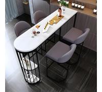 ZDFTGKM Mesa de bar blanca de mármol sintético y metal para cafetería, sin sillas, placa de roca, comedor, isla de cocina, pared divisoria, pie alto, color negro, 71 pulgadas de largo x 15.7 pulgadas