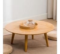 ZDFTGKM Mesa de centro redonda de madera escandinava, 4 patas, cóctel natural, aprendizaje japonés, bambú, tatami, pequeña, baja, 80 cm de largo x 80 cm de ancho y 30 cm de alto