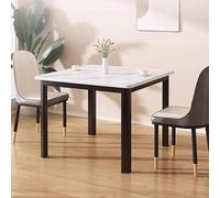 ZDFTGKM Mesa de comedor cuadrada para 2-4 pulgadas, cocina con parte superior de patrón de mármol sintético y patas de metal negro, mesas pequeñas para sala de estar, habitación