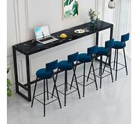 ZDFTGKM Mesa de comedor de bar con reposapiés sin taburete, solo sillas, balcón, ventana, larga y estrecha, tienda de té con leche, color negro, 86.6 pulgadas de largo x 11.8 pulgadas de ancho y 41.3