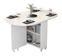 ZDFTGKM Mesa de comedor plegable con ruedas que ahorra espacio, diseño de hojas caídas con almacenamiento para espacios pequeños, mesas de cocina plegables para apartamento, mesas expandibles