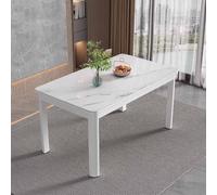 ZDFTGKM Mesa de comedor rectangular de 100 cm/120 cm, con parte superior rectangular de efecto mármol con patas de metal negro para 4-6 plazas, cocina doméstica