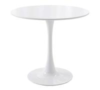 ZDFTGKM Mesa de comedor redonda de mediados de siglo para 2 a 4 personas con base de pedestal, oficina en casa, sala de estar, cocina, ocio, 31.5 pulgadas, color blanco