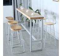 ZDFTGKM Mesa rectangular de madera de altura con base de hierro, color blanco, solo sin sillas, comedor lateral, estrecho, alto, leche, té, balcón, largo, 300 cm de largo x 39,9 cm de ancho 104,9 cm