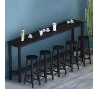 ZDFTGKM Mesa rectangular de madera para pub de altura para cocina - sin sillas barra de pared hogar balcón largo pie alto leche tienda de té negro 160 cm largo x 40 cm ancho 100 cm alto