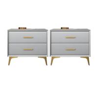 ZDFTGKM Mesita de noche contemporánea de piel sintética con 2 cajones, para almacenamiento, dormitorio, madera maciza, pequeñas piezas de color gris claro, juego de 20 pulgadas de largo x 16 pulgadas