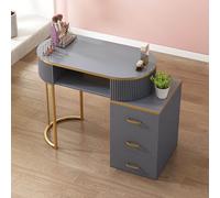 ZDFTGKM Nail Tech - Mesa de manicura de mano para artista, estación de trabajo de belleza moderna profesional de madera con cajones y armario de almacenamiento de 3 capas, equipo para el hogar