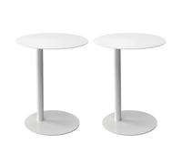 ZDFTGKM Nordic - Juego de 2 extremos de mesa redondos de metal con elegante lado escandinavo pequeño para apartamento, color blanco, 16 pulgadas de largo x 16 pulgadas de ancho y 25 pulgadas de alto