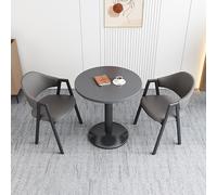 ZDFTGKM Ronda negociación recepción mesas y sillas combinación, mesa de café silla balcón sala de estar mesa de comedor, conjunto de negocios muebles de ahorro de espacio (color: negro oscuro)
