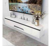 ZDFTGKM Soporte flotante para TV montado en la pared, armario de alto brillo, estante moderno con puerta superior con solapa, armarios de almacenamiento, consola multimedia, para sala de estar o