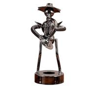 ZDHC Estatua de músico genial de hierro, arte de hierro, cuerno francés, estatua de intérprete instrumental, esculturas de hombre, tuercas y pernos de escritorio, adorno para el hogar, oficina