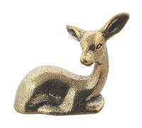 ZDHC Figura de becerro de ciervo sentado dorado de latón, estatua de ciervo Sika, esculturas de animales, adorno de té para el hogar, oficina, jardín, exhibición, decoración coleccionable