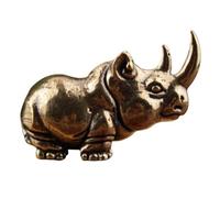 ZDHC Figura de rinoceronte dorado, estatua de animal de cobre puro, esculturas africanas de vida silvestre, adorno de té para el hogar, oficina, jardín, exhibición, decorativo, coleccionable, cangrejo